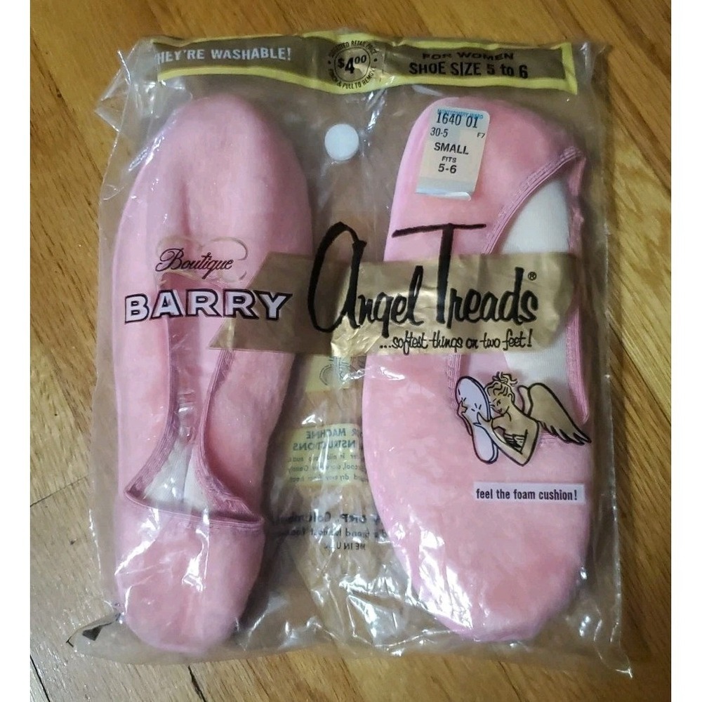 Vintage Barry Angel Treads Cushioned Slippers Pink House‎ Shoes Fits Small 5-6